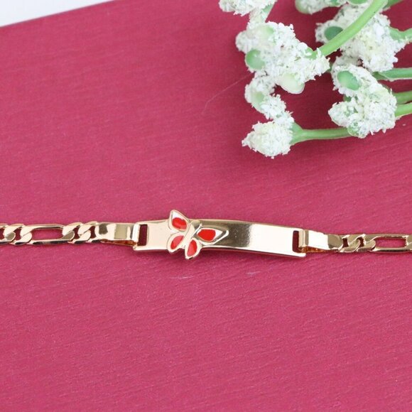 Rose Gold Butterfly Charm Bracelet, Gold Plated Over Brass, XPBL0702 - Picture 8 of 12